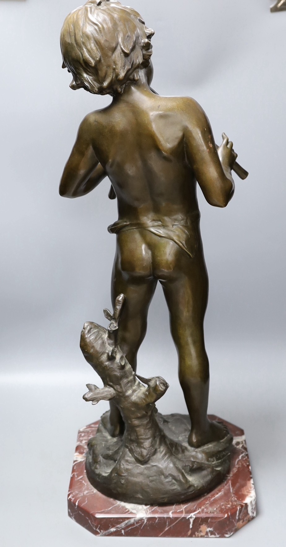 After Auguste Moreau, bronze figure of Pan, 72cm tall